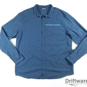 ARC TERYX Mens 2XL KASLO Check Plaid Snap Button Shirt Blue Long Sleeve